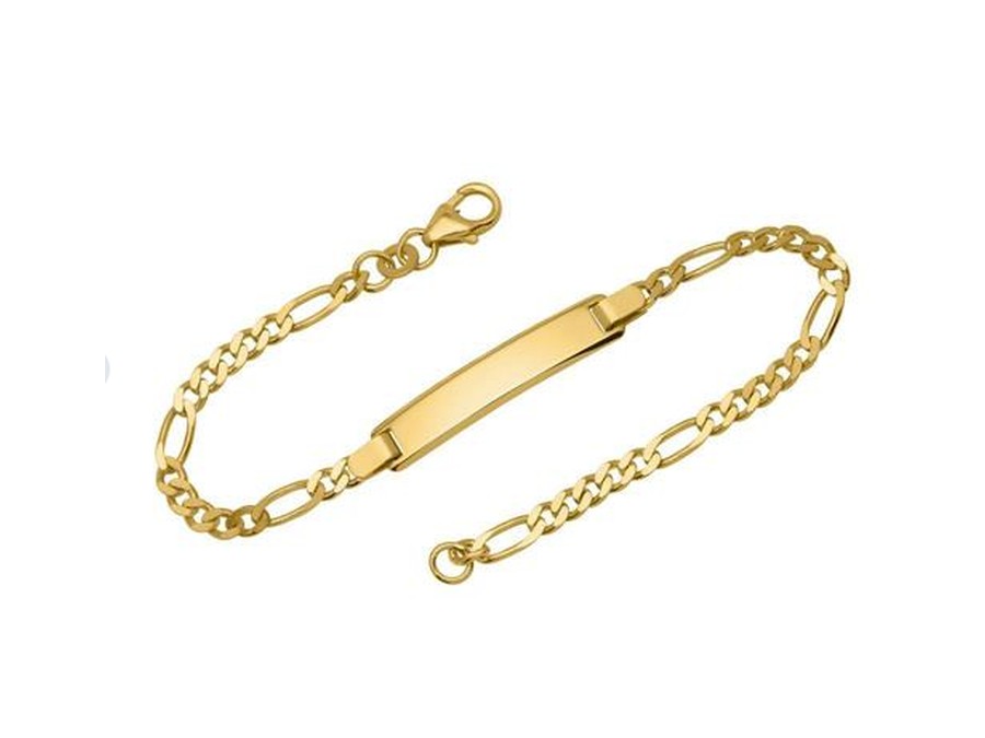 Goldenes Gliederarmband mit Gravurplatte